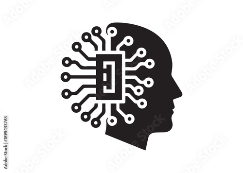 Artificial intelligence AI pictogram Icon, Editable Solid Vector Illustration