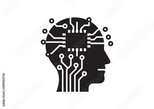 Artificial intelligence AI pictogram Icon, Editable Solid Vector Illustration