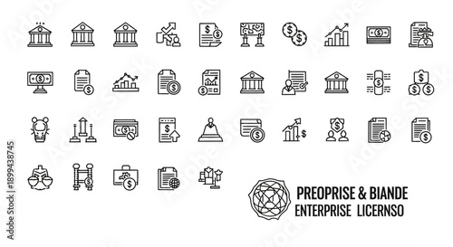 Financial Business Icons: Banking, Growth, Investment, Data Analysis & More