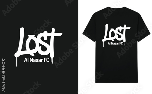 Lost Al Nasar FC Streetwear T shirt Graffiti White Black Background