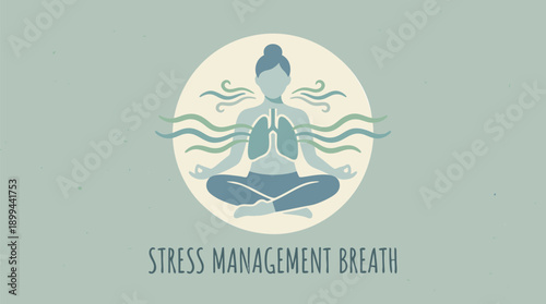 Meditating Woman Practicing Stress Management Breathing.