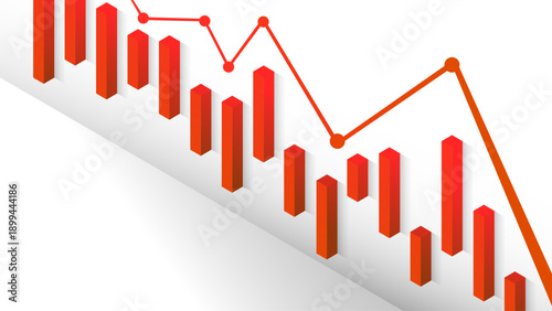 Red bar chart orange line graph financial decline economic downturn business loss negative trend data analysis crisis