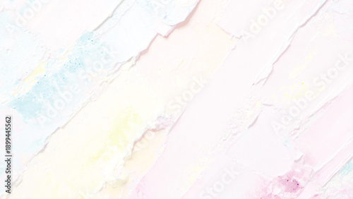 Closeup of abstract rough colorful multicolored neon blue, pink and yellow colored art painting texture, with oil brushstroke, pallet knife paint on canvas