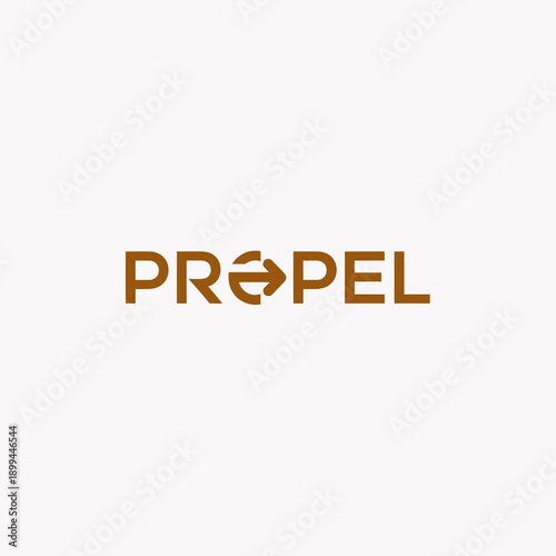 Propel wordmark logo with arrow symbol, representing business progress and forward movement