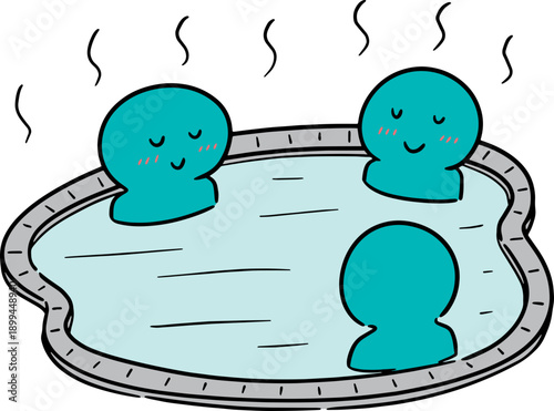 people bathing in hot water pool