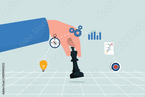 Strategic planning or tactics to win business competition, marketing analysis, decision making based on information concepts, entrepreneurs hold the reins as strategic chess kings.
