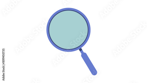 A magnifying glass with a blue handle on a white background
