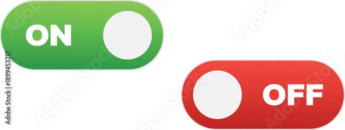 Green ON toggle switch and red OFF toggle switch with white circles button