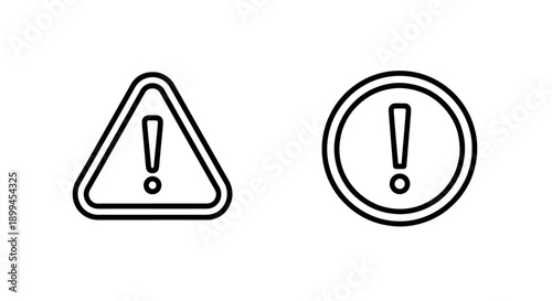 Warning and Exclamation Point Icons, Vector Illustration