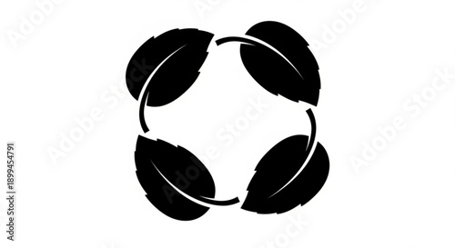 Four leaves arranged in a circular pattern, symbolizing harmony and nature's balance in a simple illustration