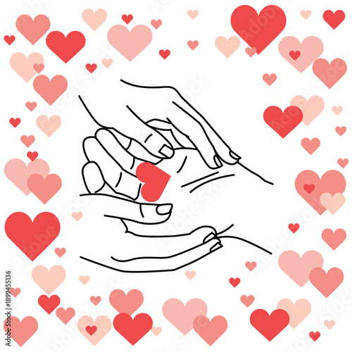 hands hearts on the background