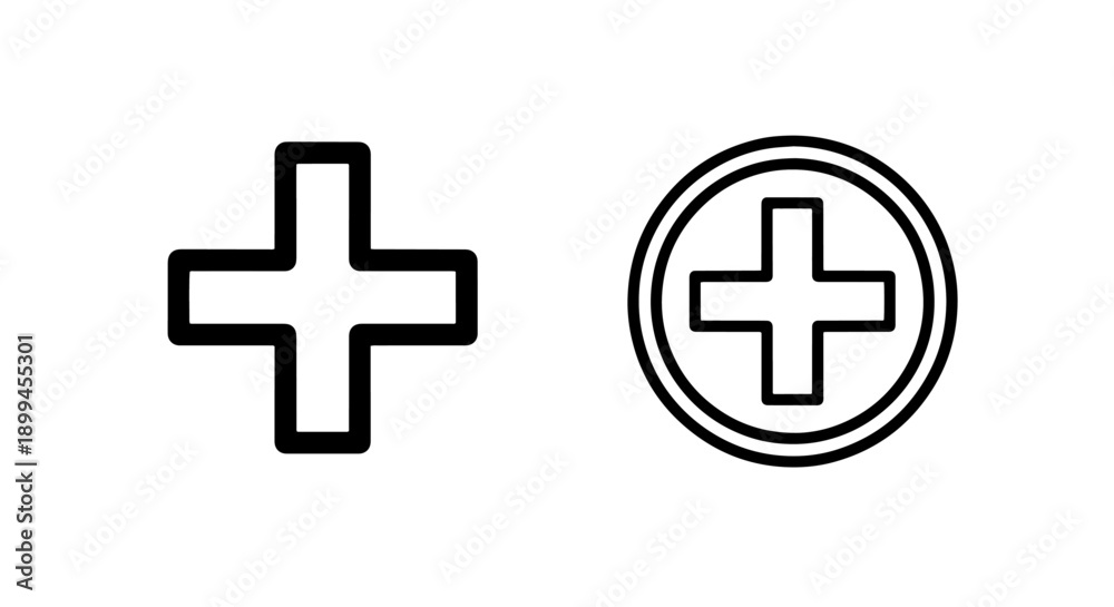 Fototapeta premium Plus Sign Icons: Add, Create, Medical, Positive, Simple Design