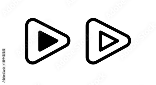 Two play icons, one filled and one outlined, for media playback and navigation.