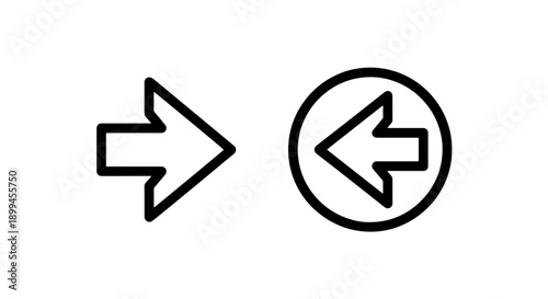 Two directional arrow icons, one pointing right, the other left inside a circle