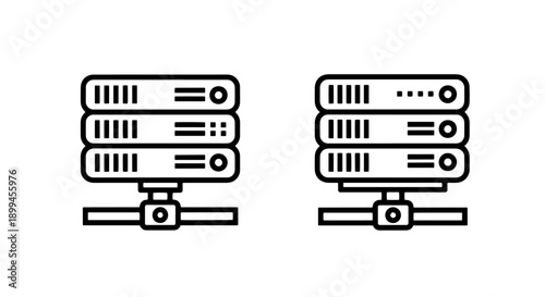 Two server stack icons with network connections, illustrating data management and IT infrastructure