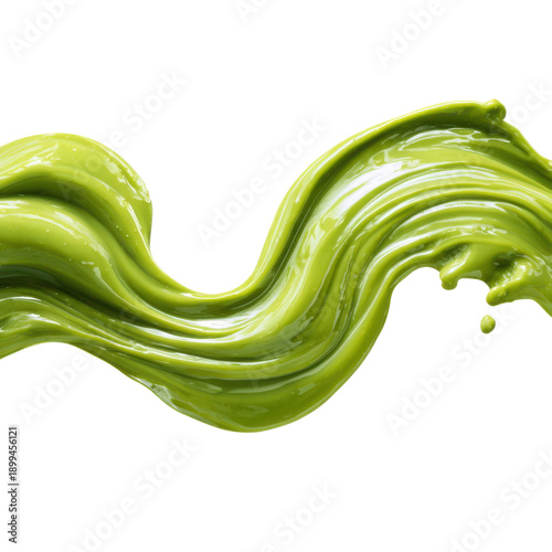 A vibrant green paint swirl on a black background