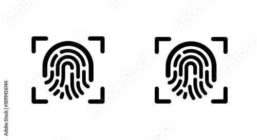 Black fingerprint icons within square frames, symbolizing biometric identification and security.