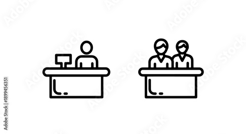 Reception Desk Icons: Customer Service, Information, Welcome, Business