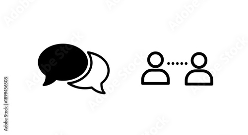 Communication icons: speech bubbles and people connecting, message, dialogue, network