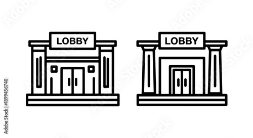 Lobby Entrance Icons: Building Facade, Architecture, Welcome, Hotel