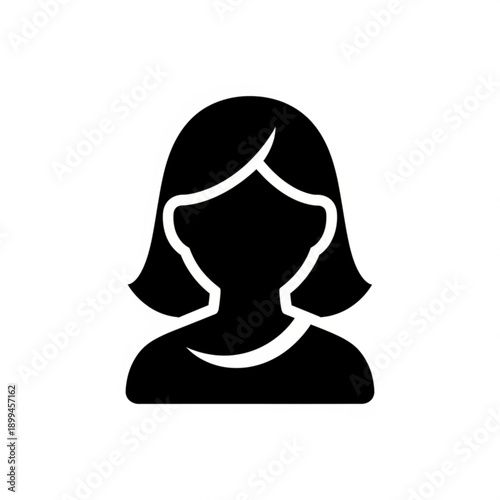 A minimalist black silhouette of a woman's head and shoulders with a white outline around her face