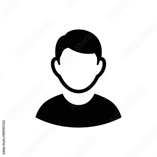 A minimalist black silhouette of a man's head and shoulders on a white background
