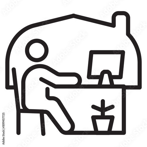 Home Office Vector Line Icon Design