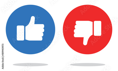 評価やレビューに使えるサムズアップとサムズダウンのシンプルなベクターイラストセット