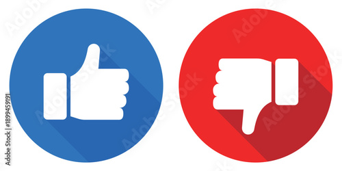 評価やレビューに使えるサムズアップとサムズダウンのシンプルなベクターイラストセット