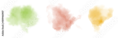 Watercolor stain decoration. brown green yellow colored splatter brush