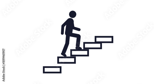 Man Climbing Stairs Silhouette Icon