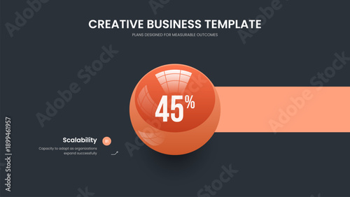 Market Launch Slide Design Vector Illustration. Simple Portfolio 1 Step Diagram Frame Layout. Digital Proposal One Element Graph Presentation Template.