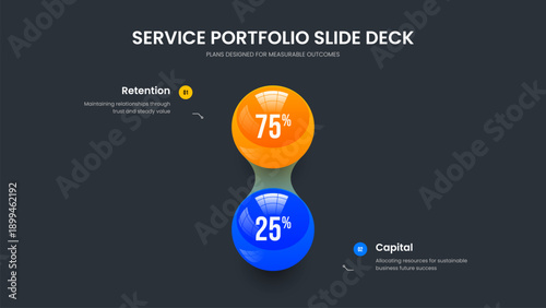 Digital Launch 2 Element Chart Slide Layout. Elegant Growth Two Option Infographic Frame Design. Company Overview Presentation Template Vector Illustration.