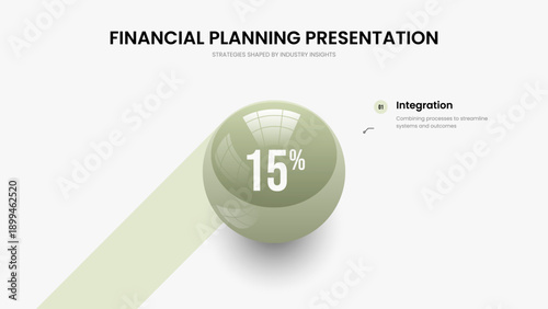Project Strategy One Option Graph Slide Template. Service Plan 1 Step Chart Frame Design. Corporate Briefing Presentation Layout Vector Illustration.
