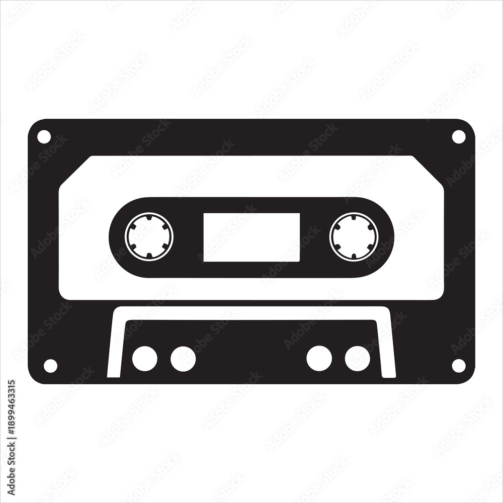 Fototapeta premium Cassette Tape Silhouette Vector Illustration