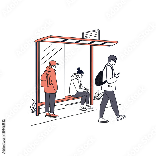 People Waiting At Bus Stop