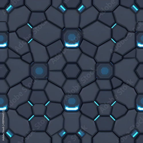 Seamless pixel art futuristic hexagonal floor panel pattern
