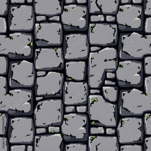 Seamless pixel art retro 8-bit dungeon wall pattern