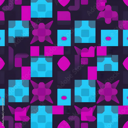 Seamless pixel art retro arcade carpet pattern