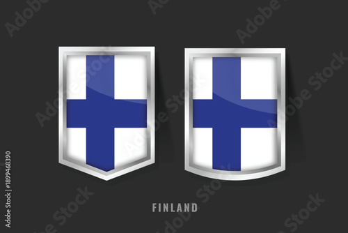 Vector Illustration of FINLAND Label Logo. FINLAND Badge Sign FINLAND With Flag, Finnish Product Label Banners Template.