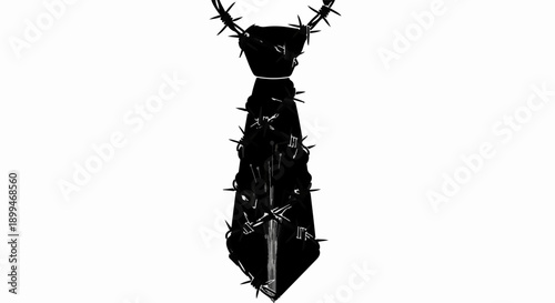 Symbolic black tie covered in sharp thorns representing constraint and struggle