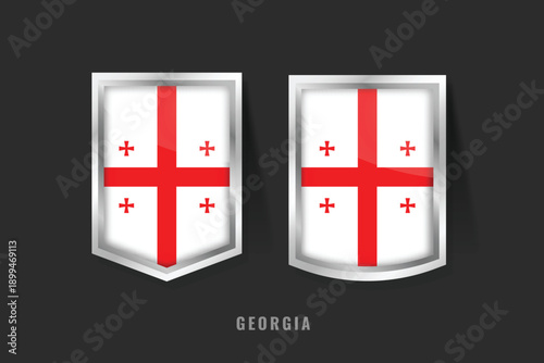 Vector Illustration of GEORGIA Label Logo. GEORGIA Badge Sign GEORGIA With Flag, Georgian Product Label Banners Template.