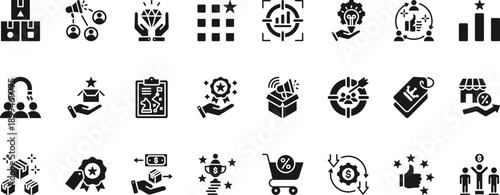 usp icon set collection style. pack contain unique, value, focus, benefit, advantage, difference, quality, marketing, target audience, success icon