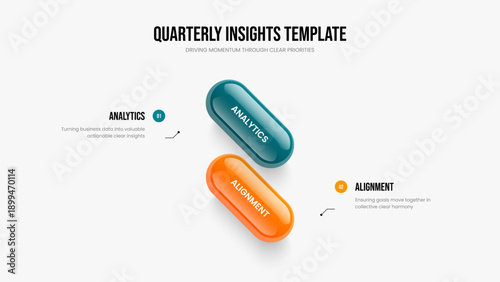 Modern Innovation 2 Element Diagram Frame Template. Project Planning Presentation Layout Vector Illustration. Professional Overview Two Option Infographic Slide Design.