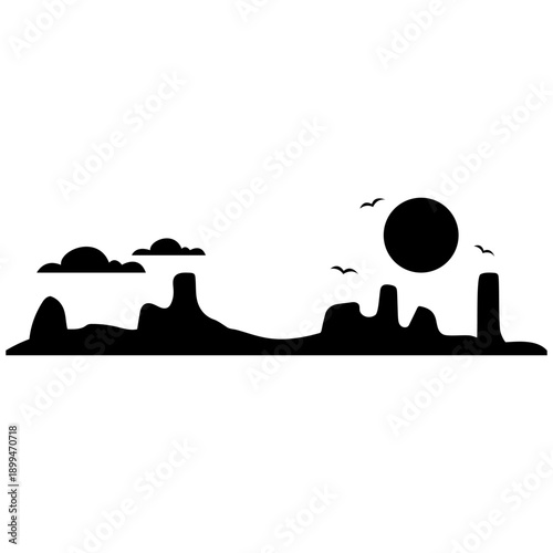 Desert vector icon. Mountain landscape Illustration sign. Mountains symbol or logo.