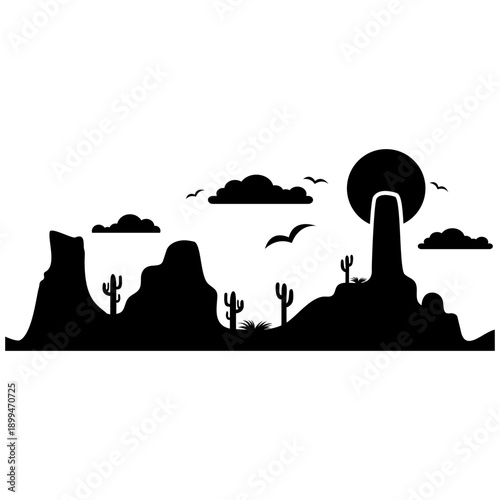 Desert vector icon. Mountain landscape Illustration sign. Mountains symbol or logo.