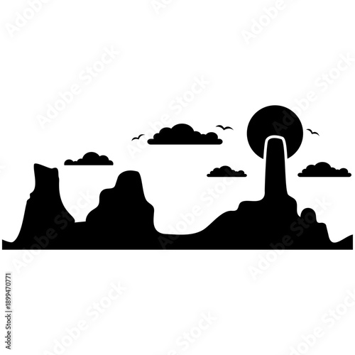 Desert vector icon. Mountain landscape Illustration sign. Mountains symbol or logo.