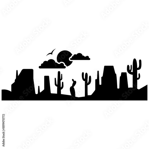 Desert vector icon. Mountain landscape Illustration sign. Mountains symbol or logo.