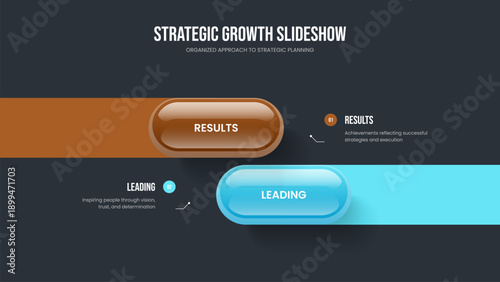 Modern Introduction 2 Option Infographic Slideshow Layout. Visual Insight Two Element Diagram Presentation Template. Advertising Portfolio Slide Design Vector Illustration.