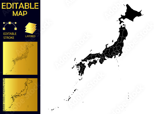 Japan Vector Map – Detailed Editable Layered EPS | Japan Map Illustration